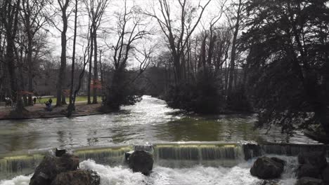 waterfalls in english garden munich with a drone dji mavic air