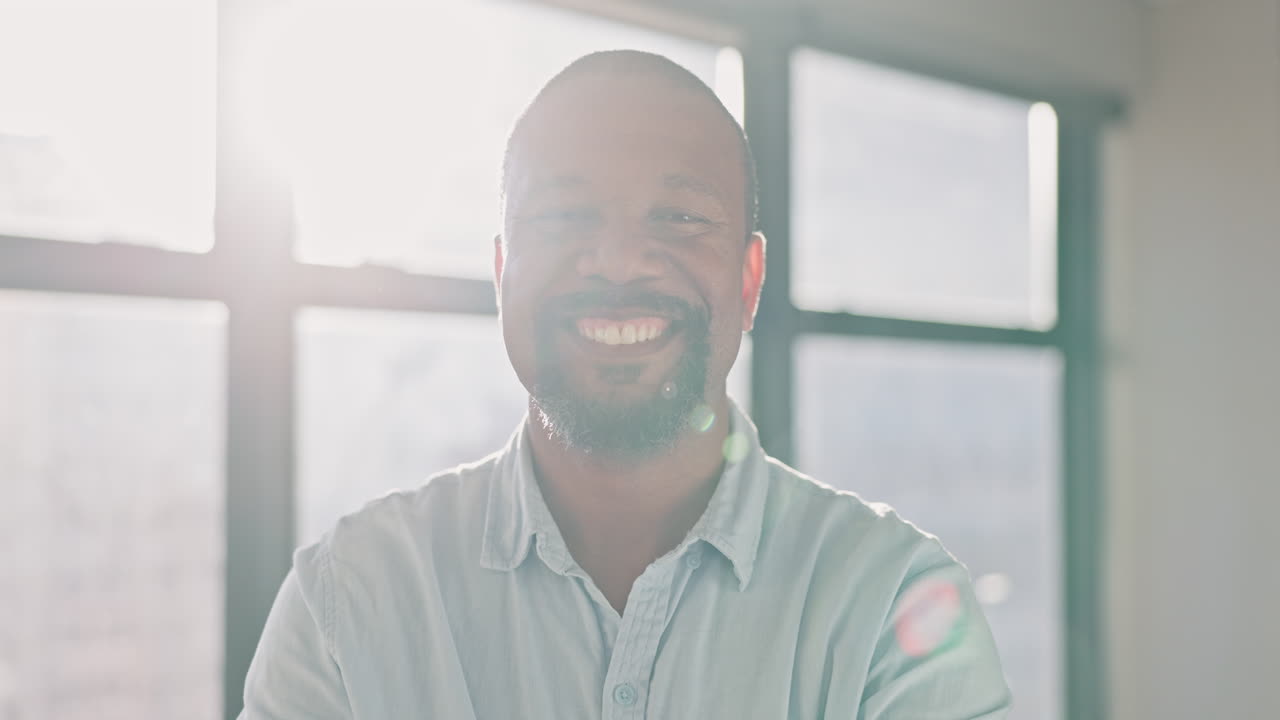 Face, business and black man with smile