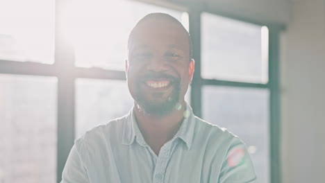 face, business and black man with smile