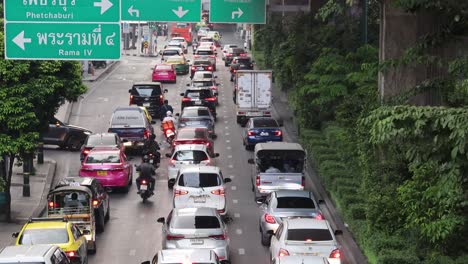 multiple vehicles stuck in heavy traffic jam