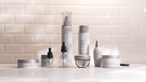 elegant skincare products display