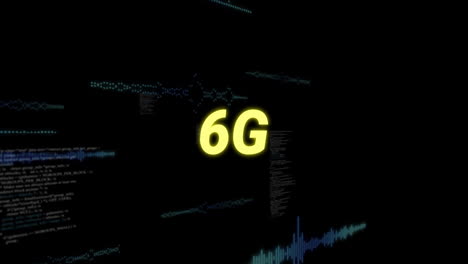 animation of 6g over data processing on black background