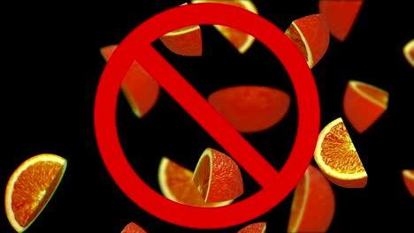 naranjas en el signo de prohibición