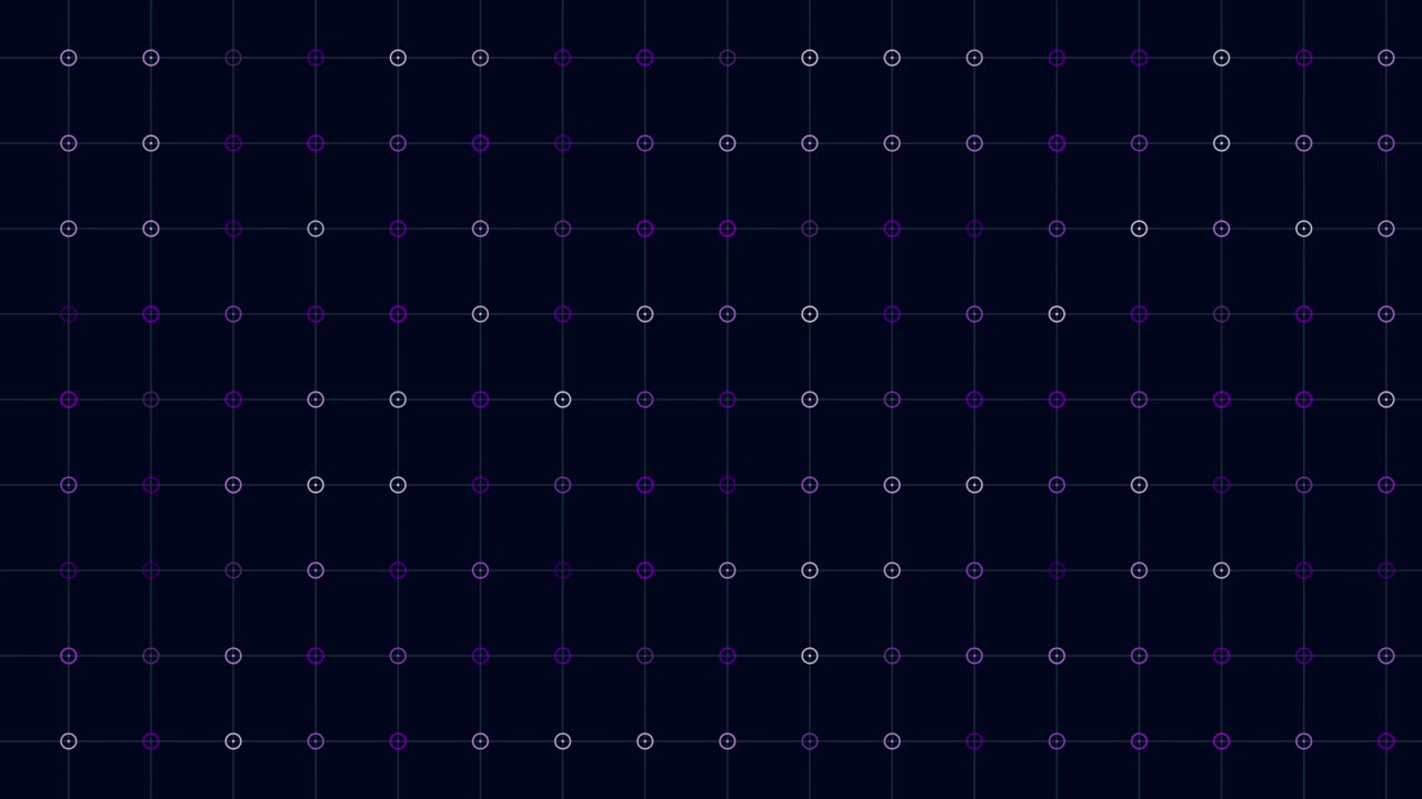 격자선이 있는 작은 녹색 네온 링 및 도트 패턴