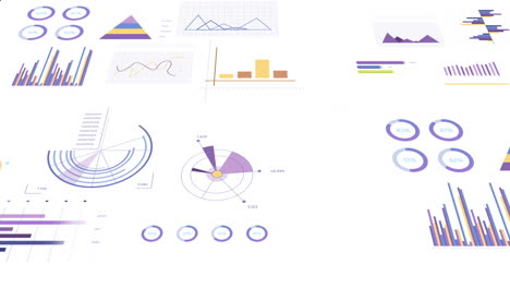 animación del procesamiento de datos financieros sobre un fondo blanco