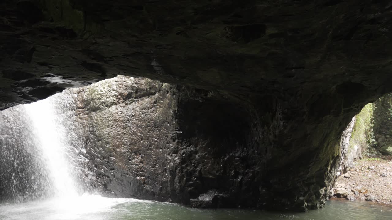 Scenic underground cave waterfall in Springbrook national park. Australia.
