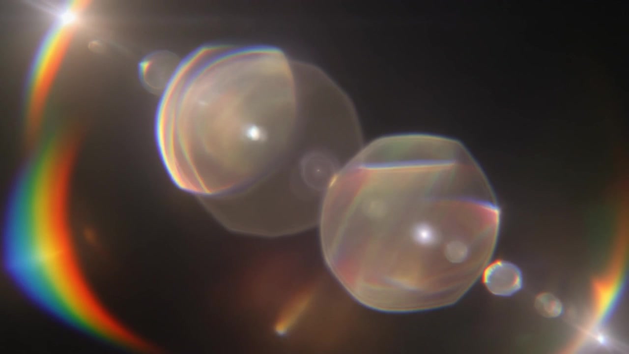 Effetto lens flare cinematografico astratto su sfondo nero