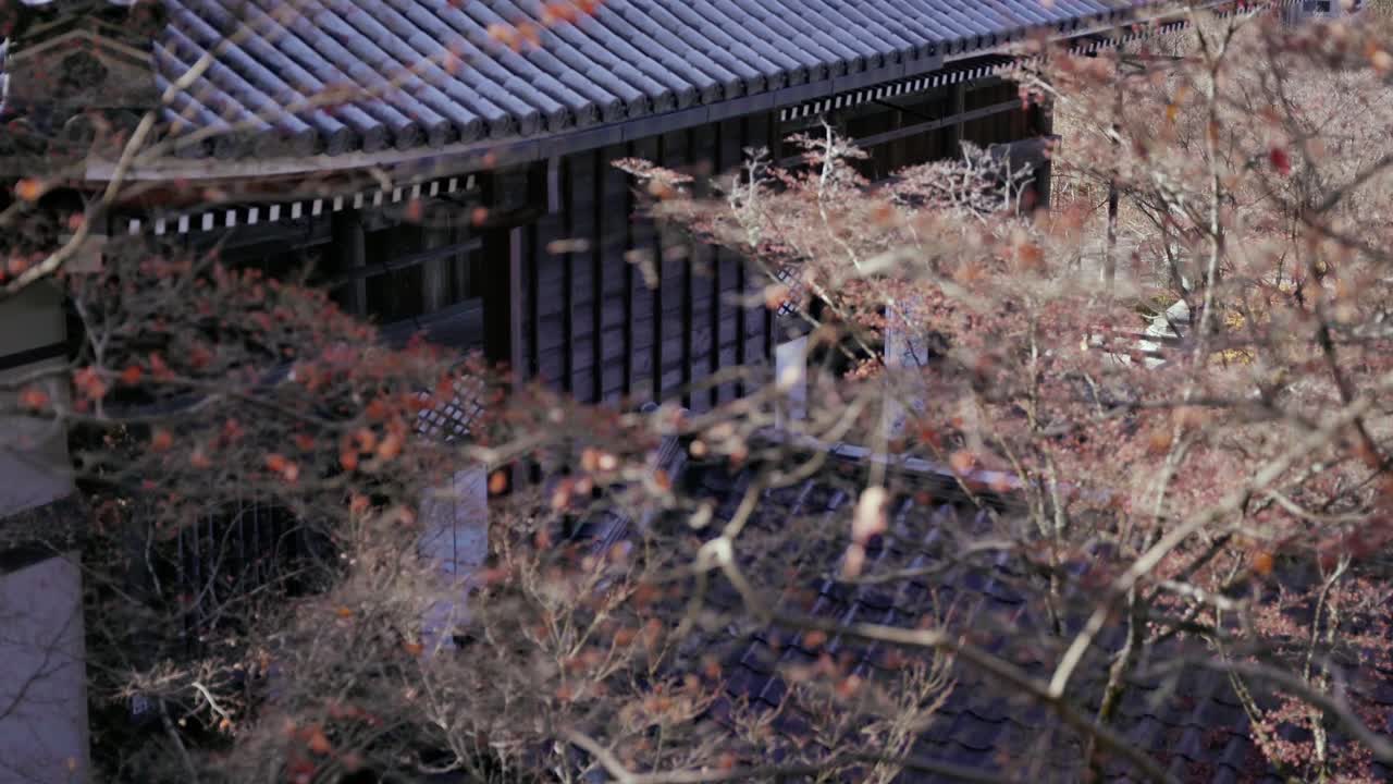 Architectural details of Eikandō Temple in Kyoto, Japan. Winter