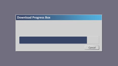 un cuadro de progreso de descarga, al estilo de un famoso sistema operativo pero rediseñado por mí, con una barra que se llena rápidamente