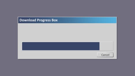 a download progress box, in the style of a famous operating system but redrawn by me, with a bar being filled fast