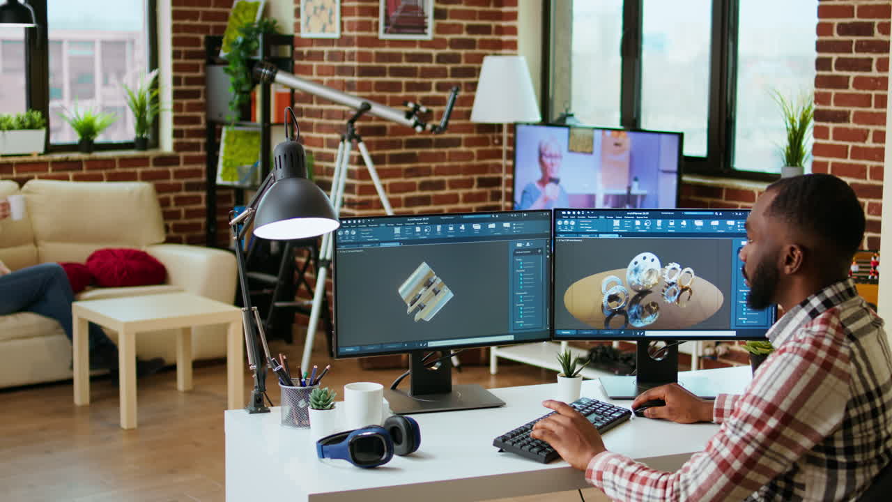 diseñador industrial afroamericano trabaja en prototipos en un estudio creativo