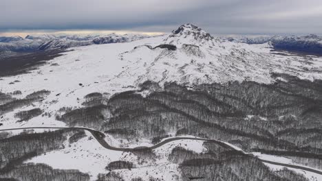 Aerial-View-Of-Snow-Landscape-Of-Chile-Argentina-border