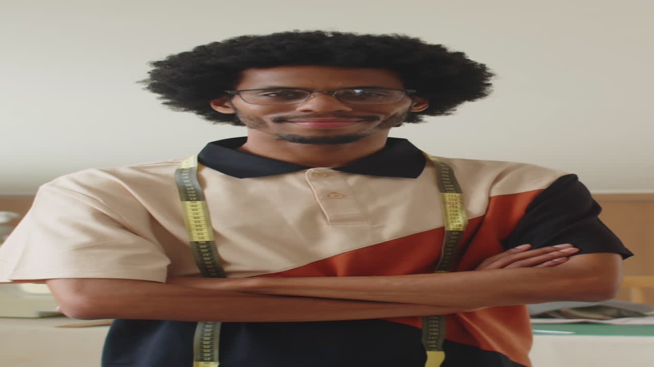 Portrait of Black Tailor in Sewing Studio