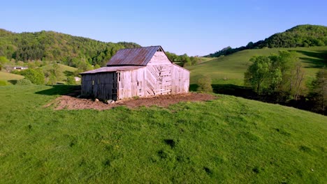 aerial-pullout-old-barn-near-bethel-nc,-near-boone-and-blowing-rock-nc,-north-carolina