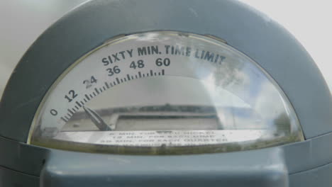 a parking meter slowly counts down to expiration