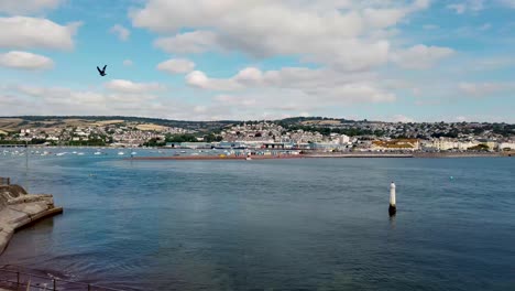 mouth of the river teign in teignmouth, devon, england, uk