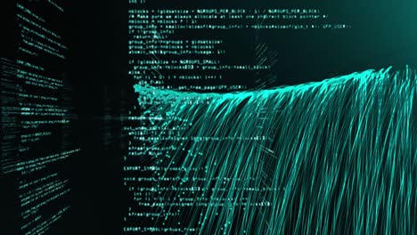 animazione dell'elaborazione dei dati e tracce luminose su sfondo nero
