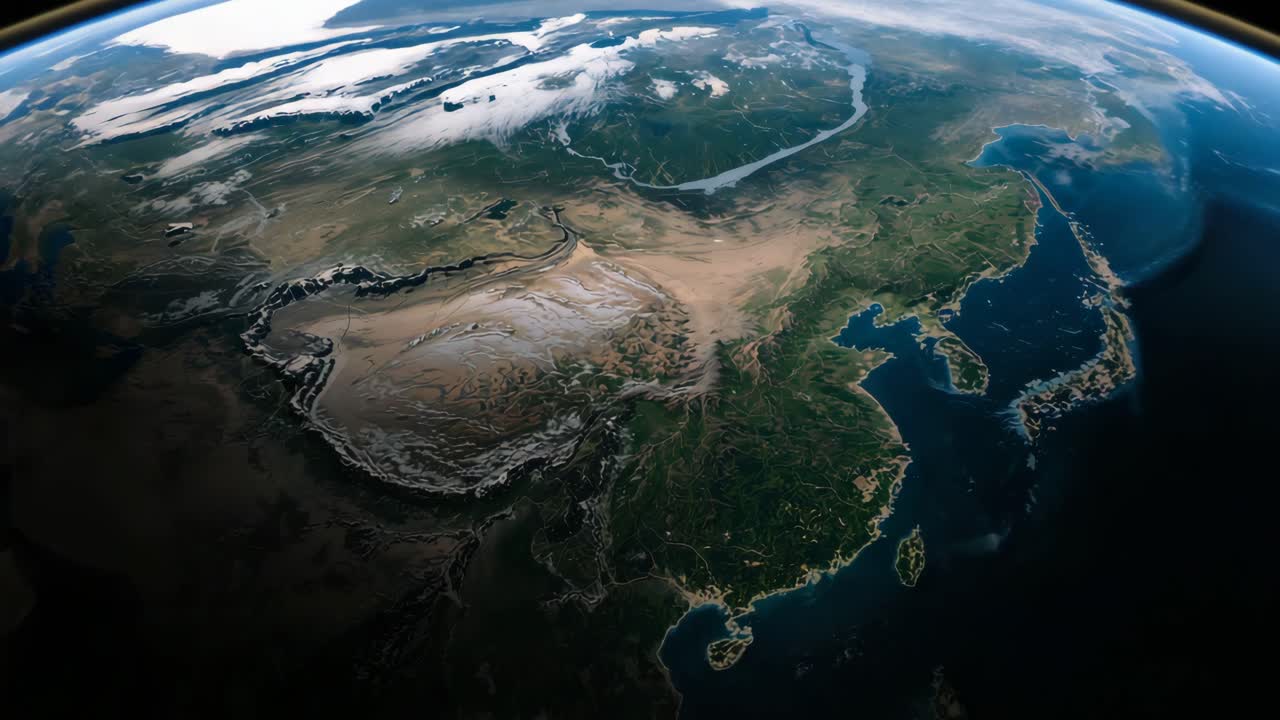 Satellite View of Earth Showing China and Asia