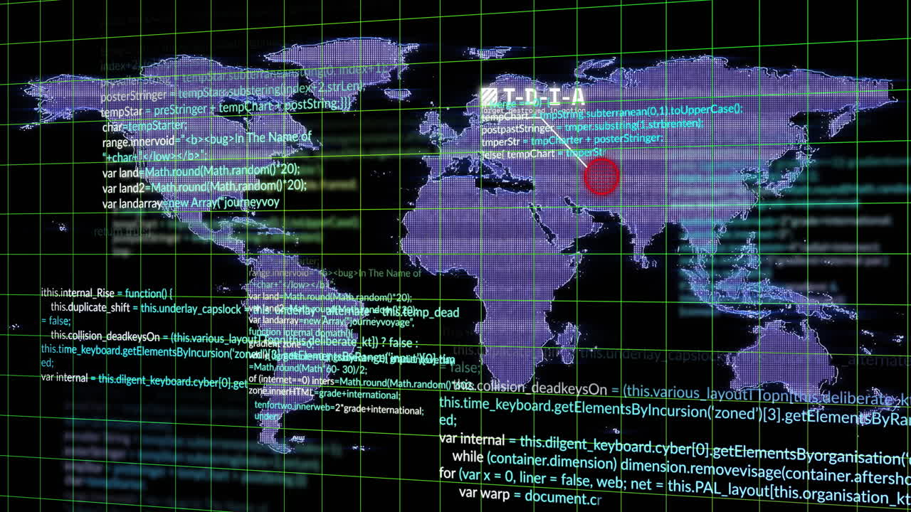 animación del procesamiento de datos digitales sobre el mapa del mundo.