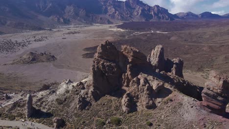 Aerial-view-of-Roques-de-García-on-Tenerife-the-Canary-Islands,-Spain