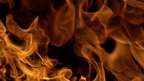 Flames-of-fire-on-black-background-in-slow-motion