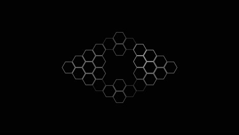 white hexagons disposing on black background