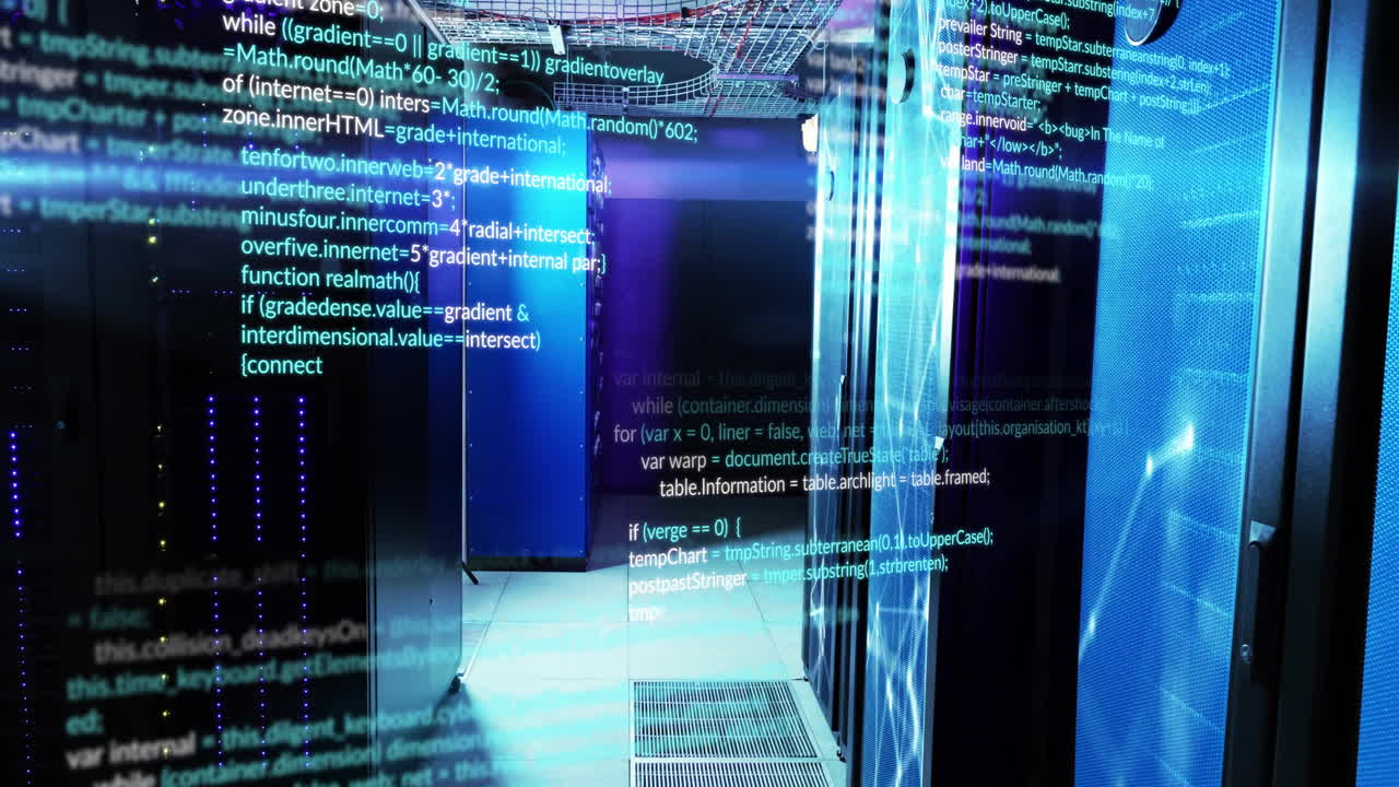 Animation of data processing over server room