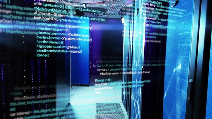 Animation of data processing over server room
