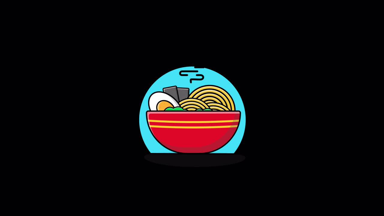Ramen Animado em uma Tigela Vermelha
