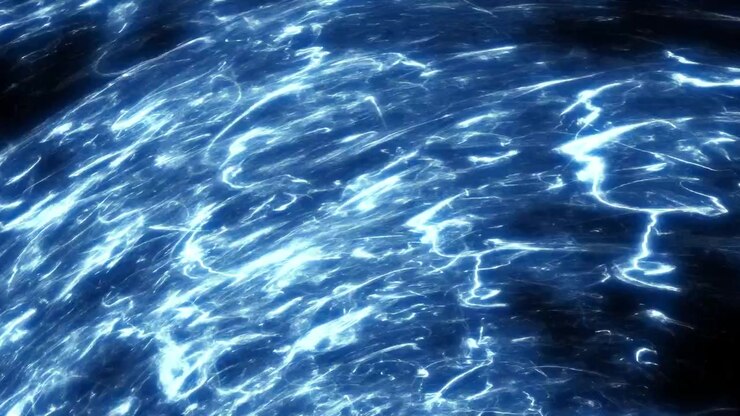 Onde di Energia Blu Astratte che Scorrono su Sfondo Nero