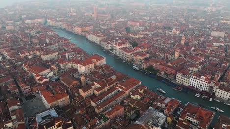 aerial view of grand canal and venice city at sunrise in italy