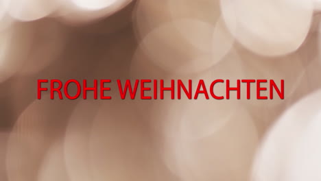 animation of frohe weihnachten text over yellow spots of light background