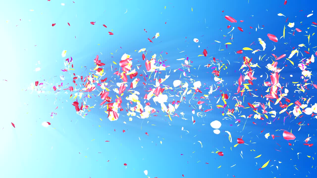 화려한 잎자루, 나선형 반이는 꽃잎, 꽃 모양, 예쁜 춤추는 꽃잎, 회전하는 꽃잎에서 소용돌이, 추상적인 루프 애니메이션.