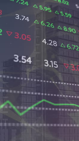 animación del mercado de valores sobre el paisaje urbano