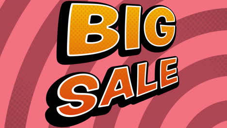 animation of big sale text on pink circles