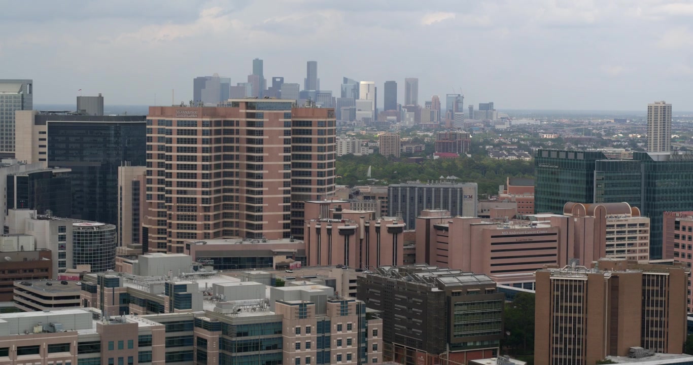 Vista de drone do Texas Medical Center em Houston