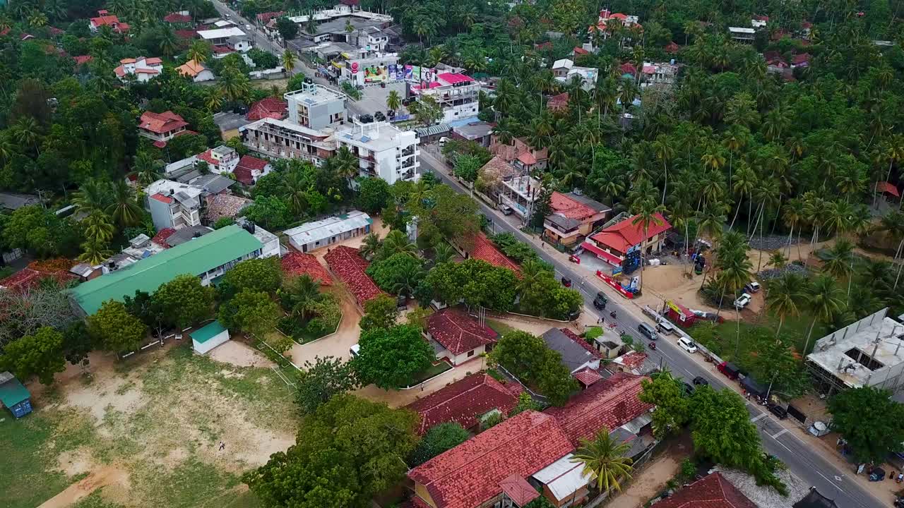 스리랑카의 haputale town village, 공중 드론 조감도