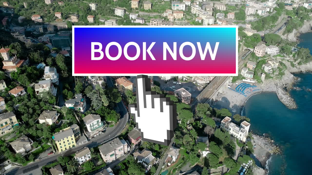 4k를 가리키는 손으로 지금 예약 버튼