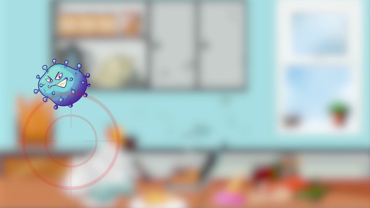 el desorden animado de la cocina se limpia gradualmente.