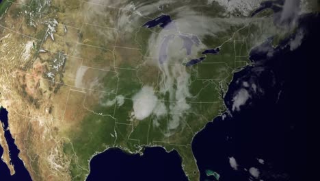 a weather map tracks massive tornado outbreaks across the midwest in america