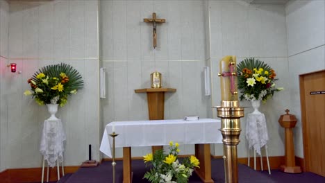 shot of religious chapel or funeral home for funeral service