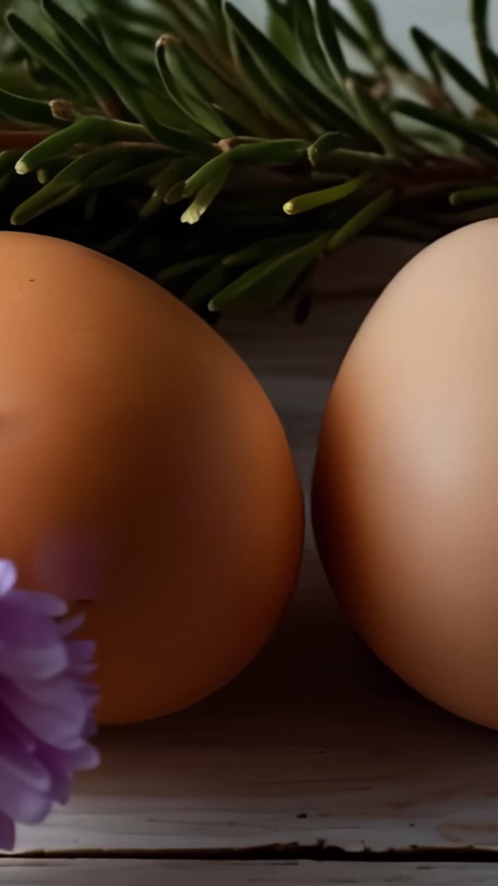 A Beautiful Arrangement of Colorful Eggs Surrounded by Fresh Blooms on a Light Wooden Background, Showcasing Natural Beauty and Seasonal Vibes