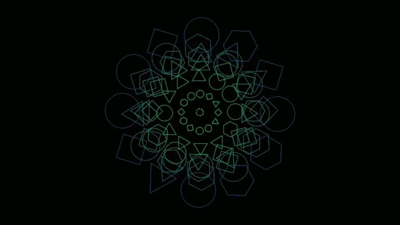 Animazione astratta di mandala geometrico con forme rotanti