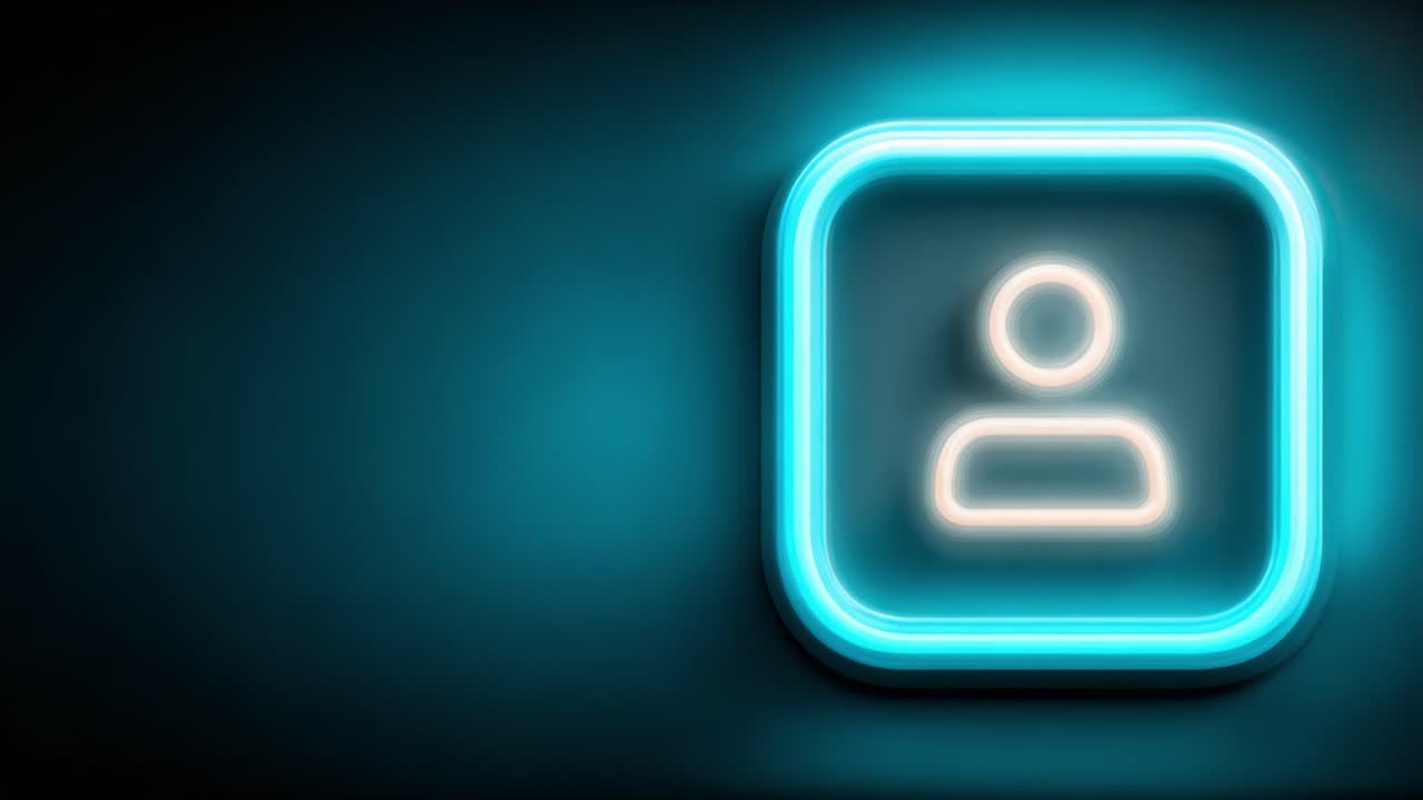 A Glowing Neon Icon Featuring a Stylized User Profile Silhouette, Set Against a Dark Background, Perfect for Signifying User Accounts and Digital Identity