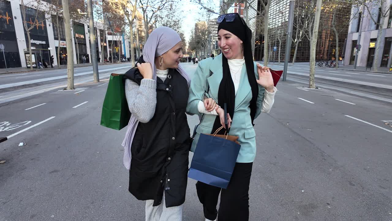 Two women shopping in the city