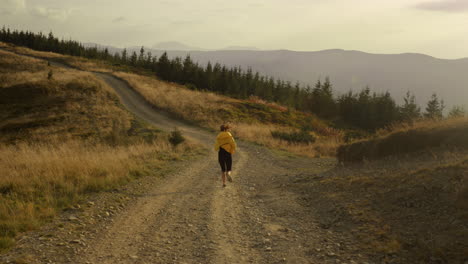 Atleta-Femenina-Corriendo-Por-La-Carretera-En-Las-Montañas.-Mujer-Deportiva-Entrenando-Al-Aire-Libre