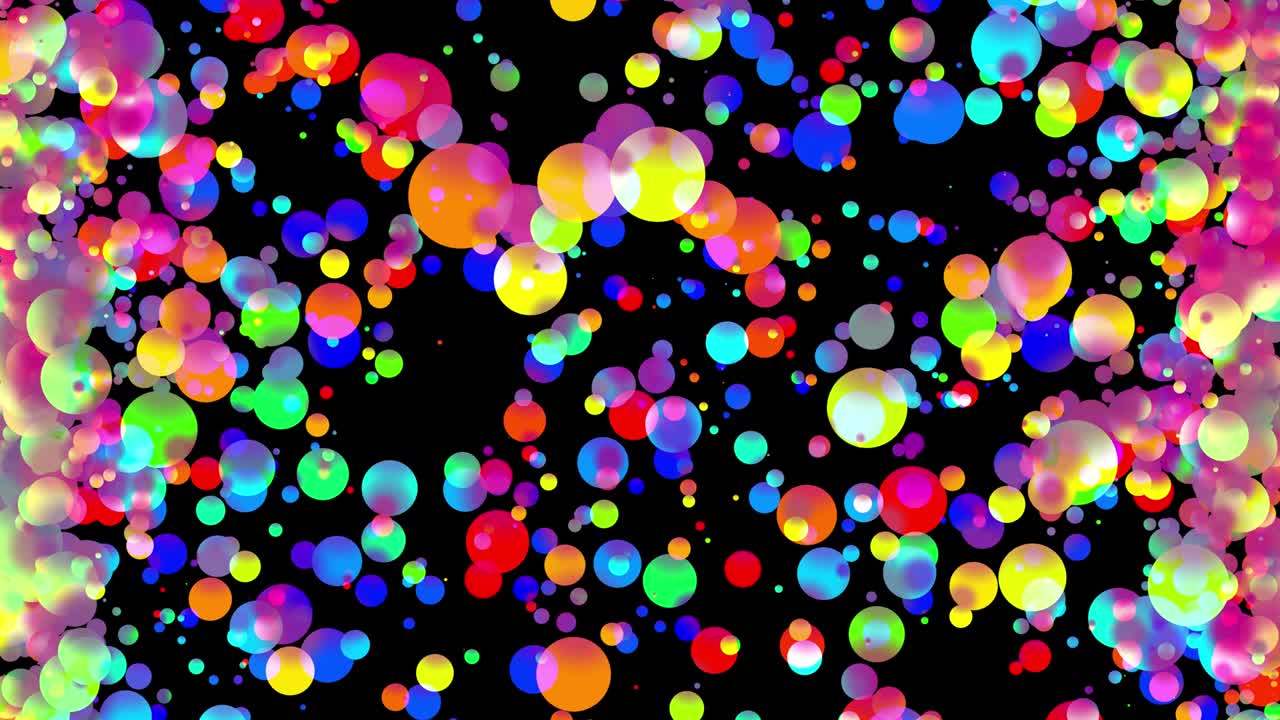 평평한 스타일의 물 속에 페인트 거품이나 염료 방울과 같은 아름다운 다채로운 공을 가진 4k 루프 추상적인 배경, 알파 채널로 루마 매트와 함께 3d