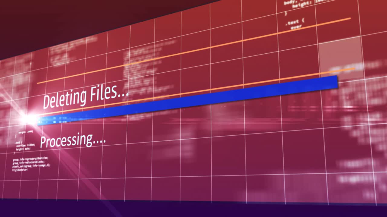 animación de la eliminación de archivos texto interfaz digital parpadeando en la pantalla