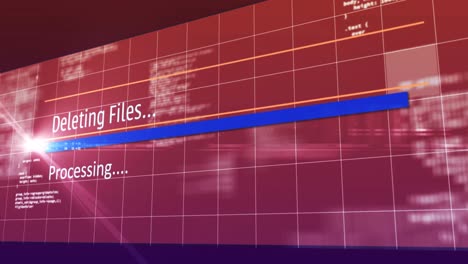 Animation-of-deleting-files-text-digital-interface-flickering-on-screen