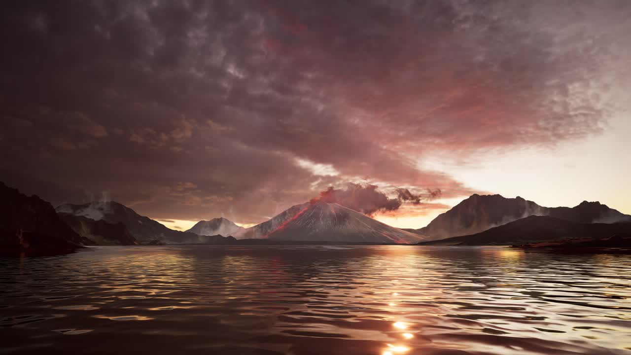 Volcanic Eruption at Sunset